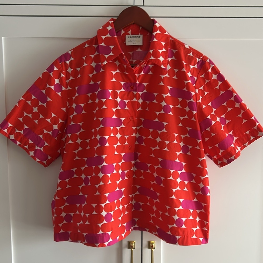Simons Bold Red and Purple Button Down Shirt
